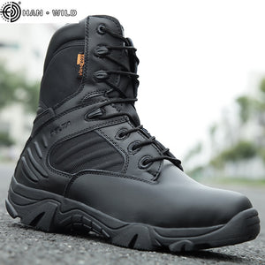 Military Tactical Mens Boots Special Force Leather Waterproof Desert Combat Ankle Boot Army Work Shoes Plus Size 39-47