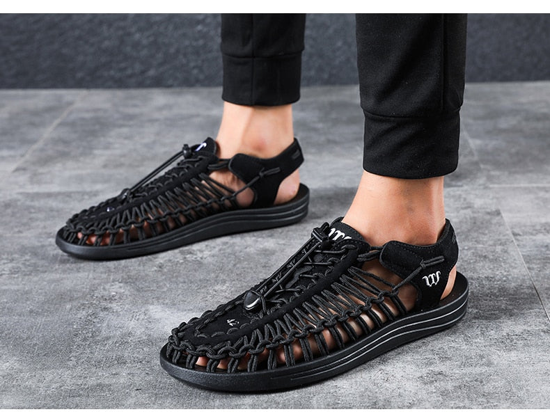 ZUNYU 2019 Summer Big Size 47 Men Sandals Fashion Handmade Weaving Design Breathable Casual Beach Shoes Outdoor Sandals For Men