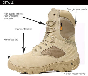 Military Tactical Mens Boots Special Force Leather Waterproof Desert Combat Ankle Boot Army Work Shoes Plus Size 39-47