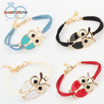 New Fashion Womens Girls Vintage Owl Decoration Faux Leather Bracelets Jecksion brand new and high quality