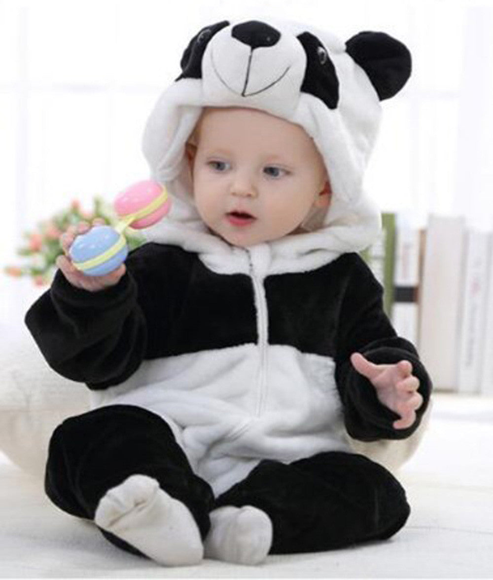 Toddler Newborn Baby Boys Girls Panda Cartoon Hooded Rompers Outfits Clothes