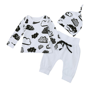 Newborn Infant Baby Girl Boy Cloud Print T Shirt Tops+Pants Outfits Clothes Set