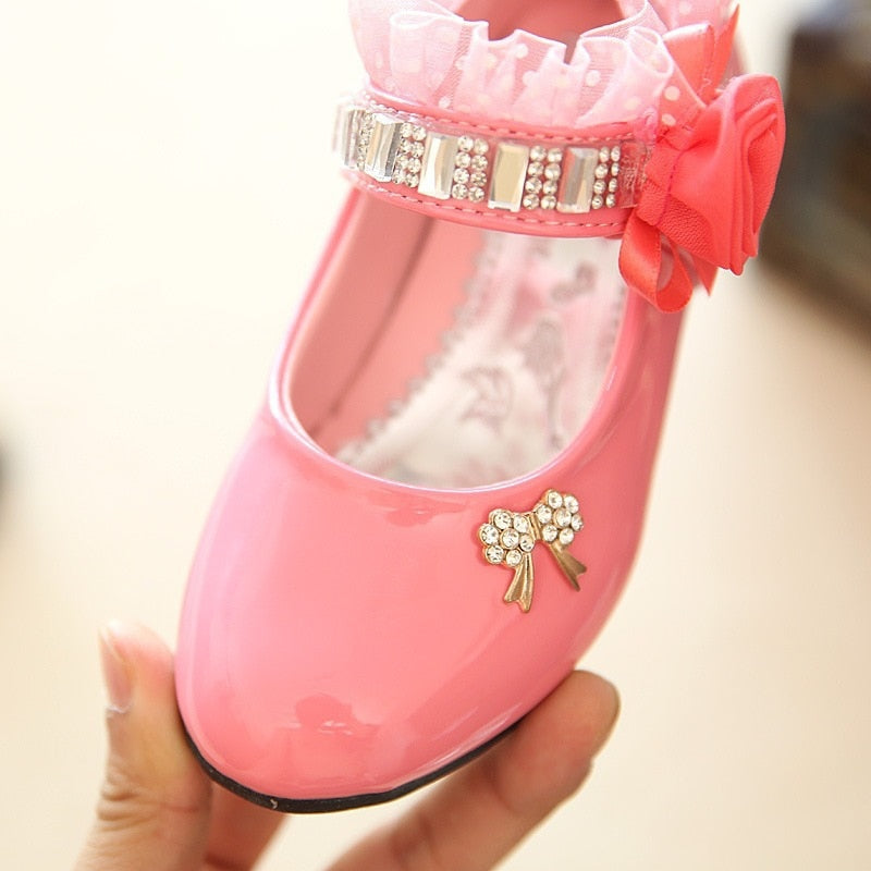 Hot Spring Rhinestone Big Girls Shoes with Rose Flower Fashion Princess Slip-on Children Flat Shoes for Girls Shoes Size 6-13