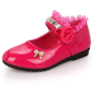 Hot Spring Rhinestone Big Girls Shoes with Rose Flower Fashion Princess Slip-on Children Flat Shoes for Girls Shoes Size 6-13