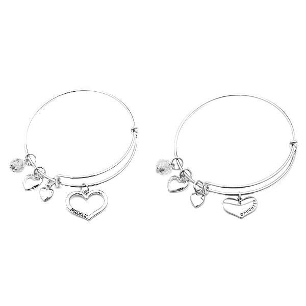 Mother Daughter Charm Bangle Set