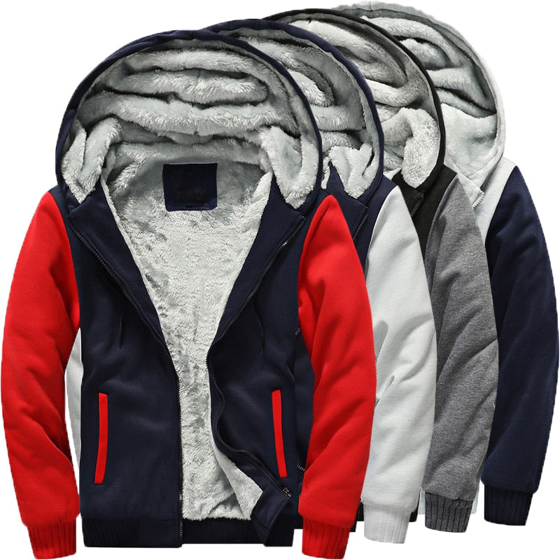 Warm Winter Men Women Hooded Sweatshirts Hoodie Fleece Lined Outwear Zipper Sweatshirt Windproof Casual HipHop Hoody Fashion 5XL