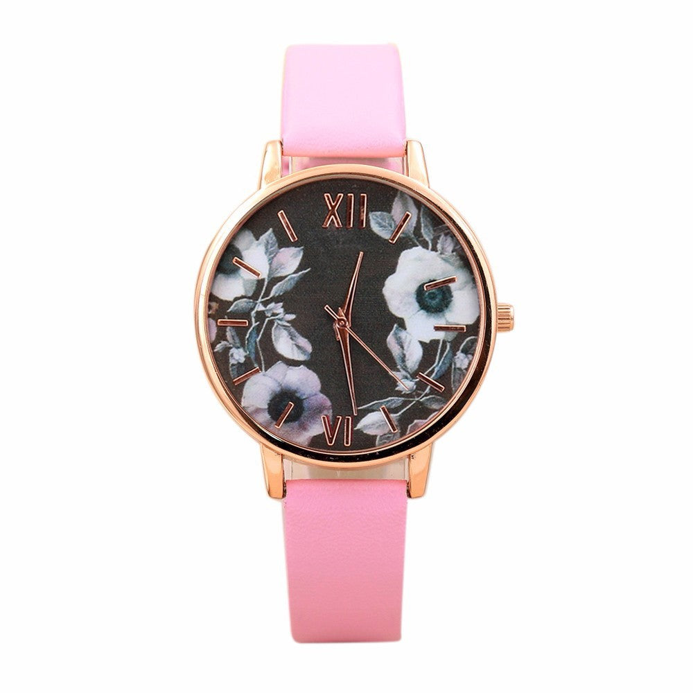 Elegant Watch Women PU Leather Wristwatch For Women Floral Clock Woman Quartz Watch Reloj mujer Montre Femal