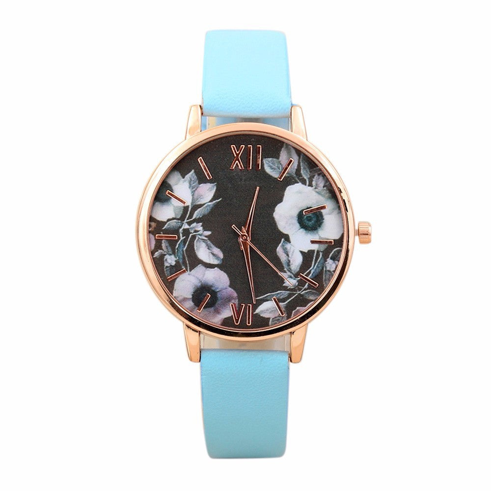 Elegant Watch Women PU Leather Wristwatch For Women Floral Clock Woman Quartz Watch Reloj mujer Montre Femal