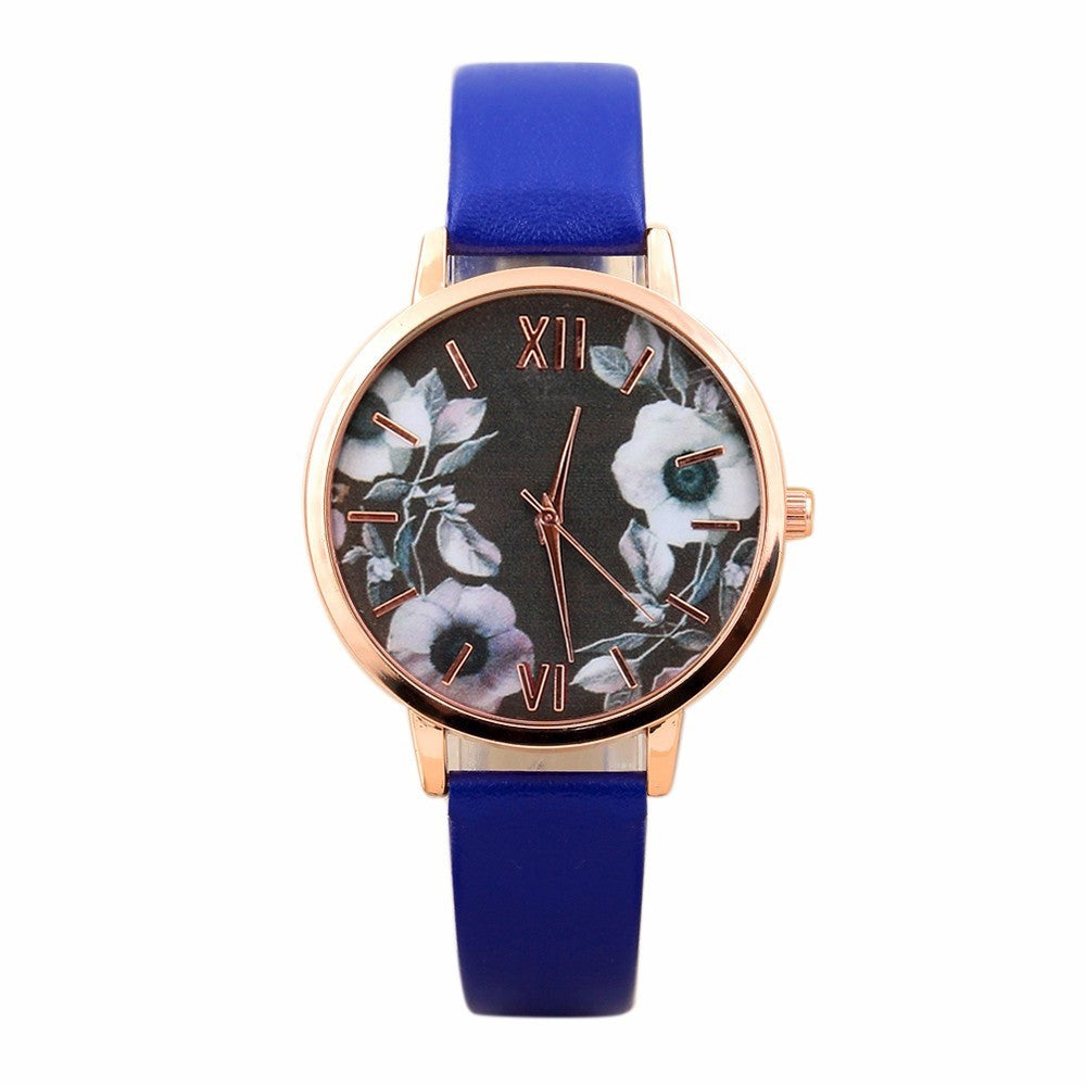 Elegant Watch Women PU Leather Wristwatch For Women Floral Clock Woman Quartz Watch Reloj mujer Montre Femal