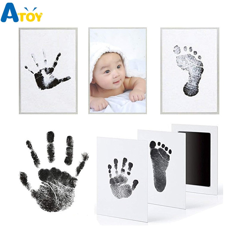 Footprint Imprint Kit Baby Ink Pad Storage Memento Ink Newborn Photo Frame Kits Baby Souvenir Drawer Inkless Handprint Casting