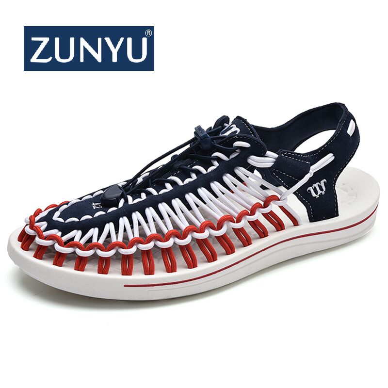 ZUNYU 2019 Summer Big Size 47 Men Sandals Fashion Handmade Weaving Design Breathable Casual Beach Shoes Outdoor Sandals For Men